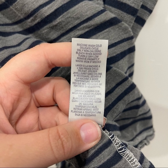 Splendid Short Sleeve Crewneck Stripe Tee Top T-Shirt Large Blue Grey - Picture 7 of 7